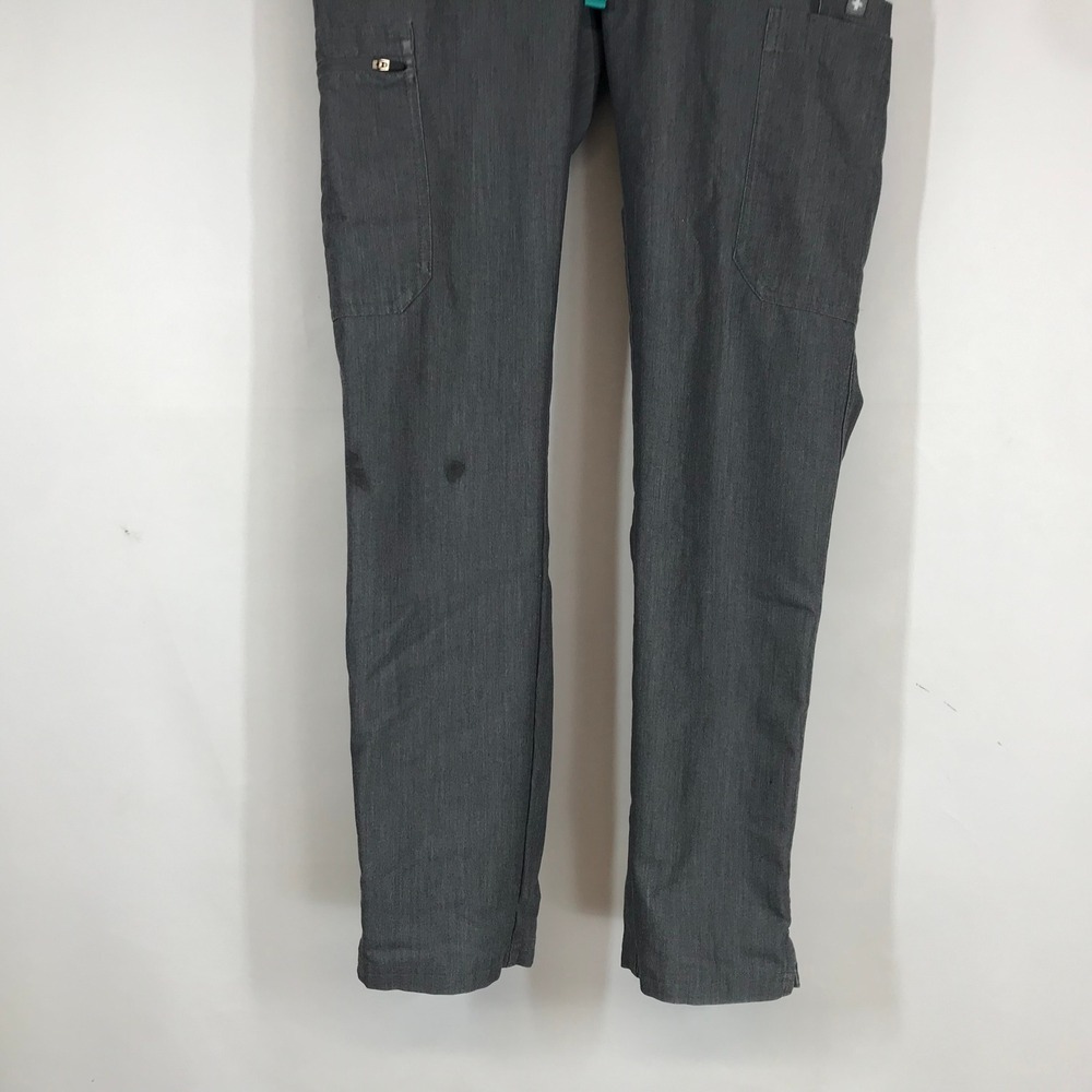 FIGS Graphite Gray Cargo Scrub Pants Slim Fit Jogger Teal Drawstring Mens Small - Picture 3 of 13